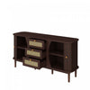 James 55.3" Modern Minimalist Wood Cabinet with Sliding Doors and Adjustable Shelves,Dark Brown Accent Cabinet | James 55.3" Cabinet Moderne Minimaliste en Bois avec Portes Coulissantes et Etageres Ajustables, Marron Fonce