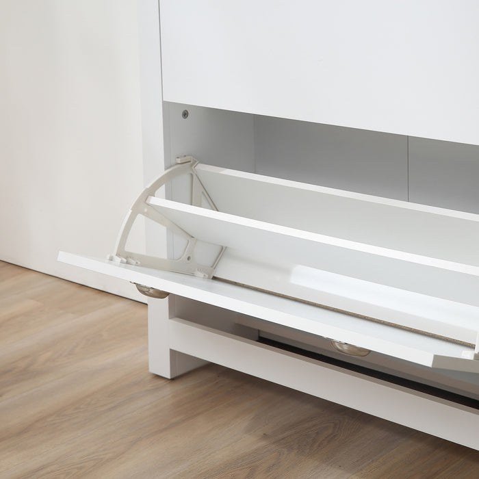 HOMCOM Armoire a chaussures avec 2 tiroirs pour 12 paires, Blanc
