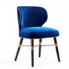 Strine Modern Wood Upholstered Dining Chair in Blue and Gold - Set of 2 | Chaise de salle a manger moderne Strine en bois et tissu bleu et or - Lot de 2