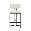 Juno Contemporary Modern Vegan Leather Metal Counter Stool in Ivory | Tabouret de comptoir contemporain moderne Juno en cuir vegetalien et metal, coloris ivoire