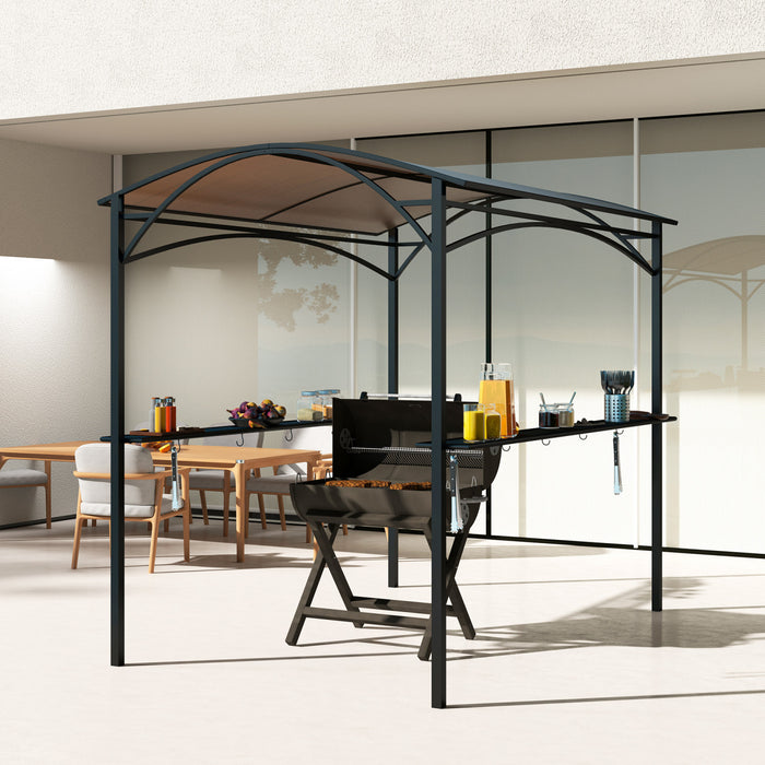 Outsunny Gazebo A Toit Rigide 8' X 5', Gazebo Pour Barbecue Avec Toit En Pc