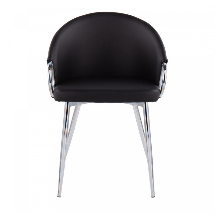 Chaise de salle à manger somptueuse contemporaine Claire en similicuir - argentée et noire