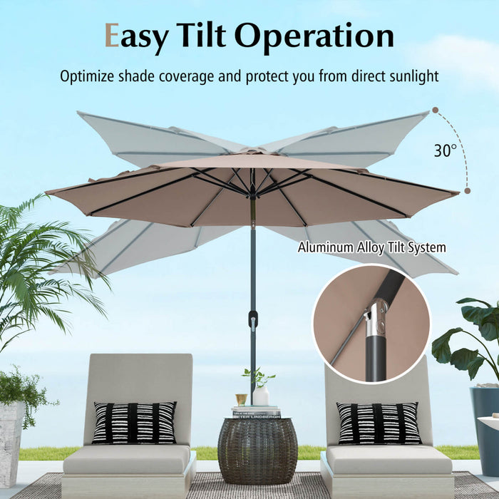 Costway Parasol de Patio 10ft exterieur avec pied de parasol rond robuste de 59 LBS