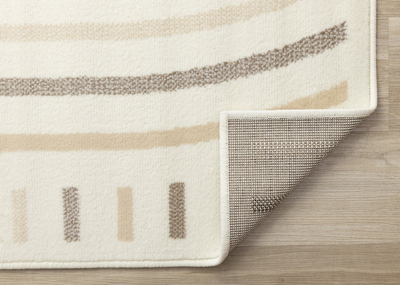 Carpette Forte crème, beige et brune à motif de lignes courbées - 5 pi 3 po x 7 pi 5 po