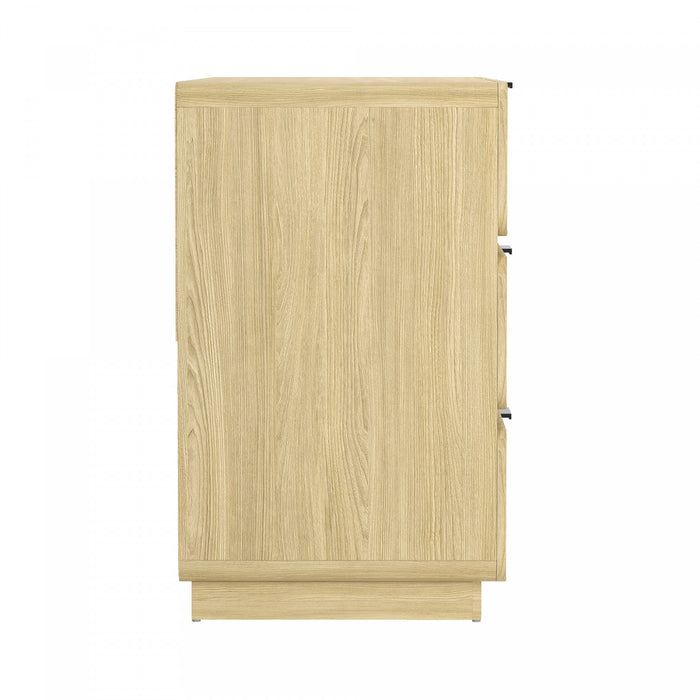 Commode contemporaine moderne 2 pieces Chrystie et table de chevet en bois naturel