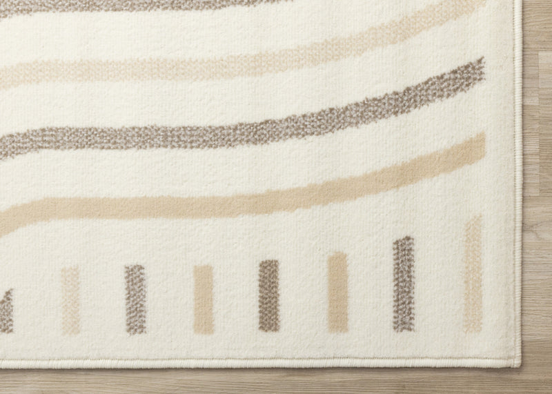Tapis Florence a motifs de lignes courbes creme, beige et brun, 4'7\" x 6'7\"