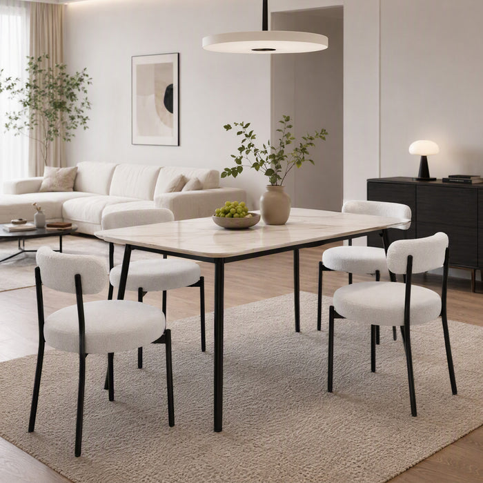 Lot de 4 chaises de salle a manger avec pieds en acier Creme