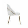 Gracie Modern Vegan Leather Metal Dining Chair in White and Gold - Set of 4 | Chaise de salle a manger moderne Gracie en cuir vegetalien blanc et or avec structure en metal - Lot de 4