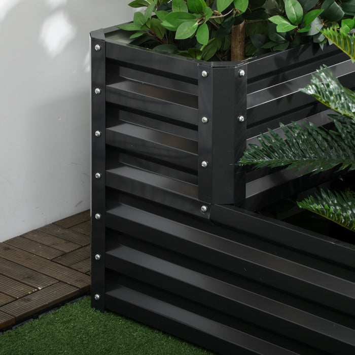 Outsunny Lit De Jardin Sureleve A 2 Etages En Acier Galvanise, Gris Fonce