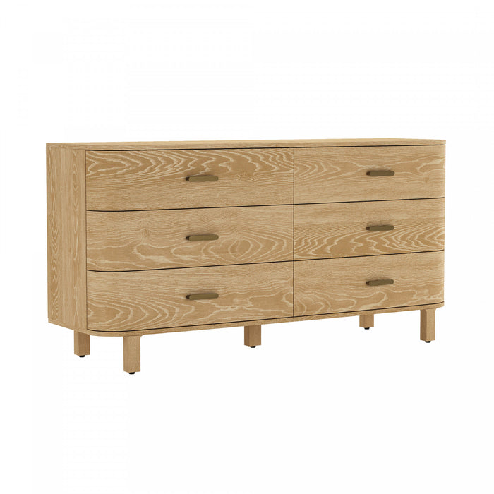 Commode contemporaine Solara 68\" en bois massif chene naturel (6 tiroirs)