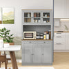 HOMCOM 71" Pantry Cabinet w/ Microwave Space Buffet w/ Hutch Grey