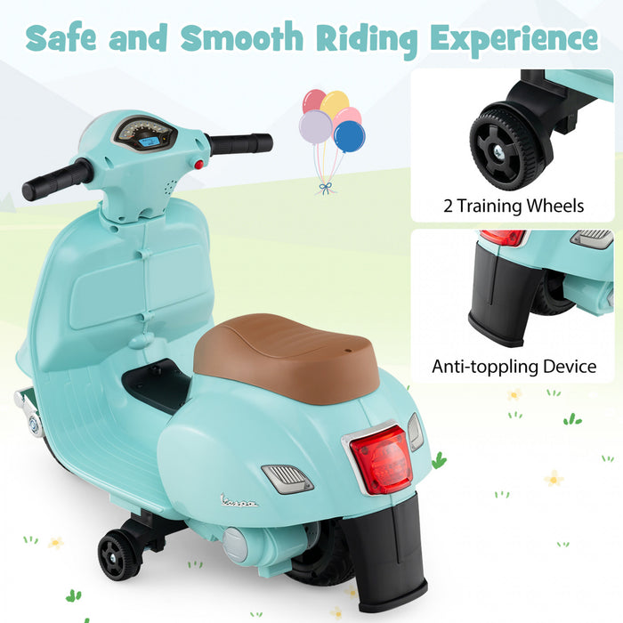 Costway Enfants Rouler Sur Moto Avec Roues D'entrainement Phare Corne 6v Batterie Vert