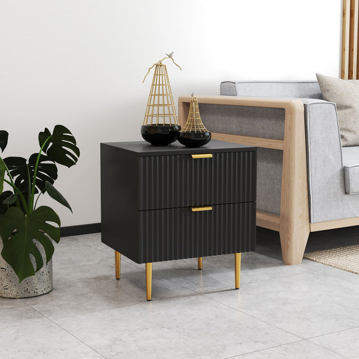HOMCOM Table de chevet, table d'appoint avec 2 tiroirs, noir