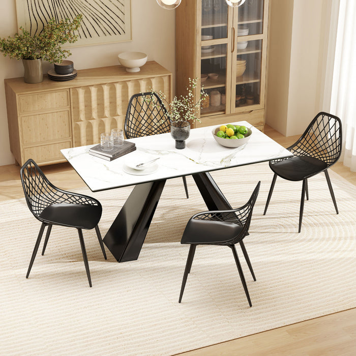 HOMCOM Lot de 4 Chaises de Cuisine en Plastique, Noir