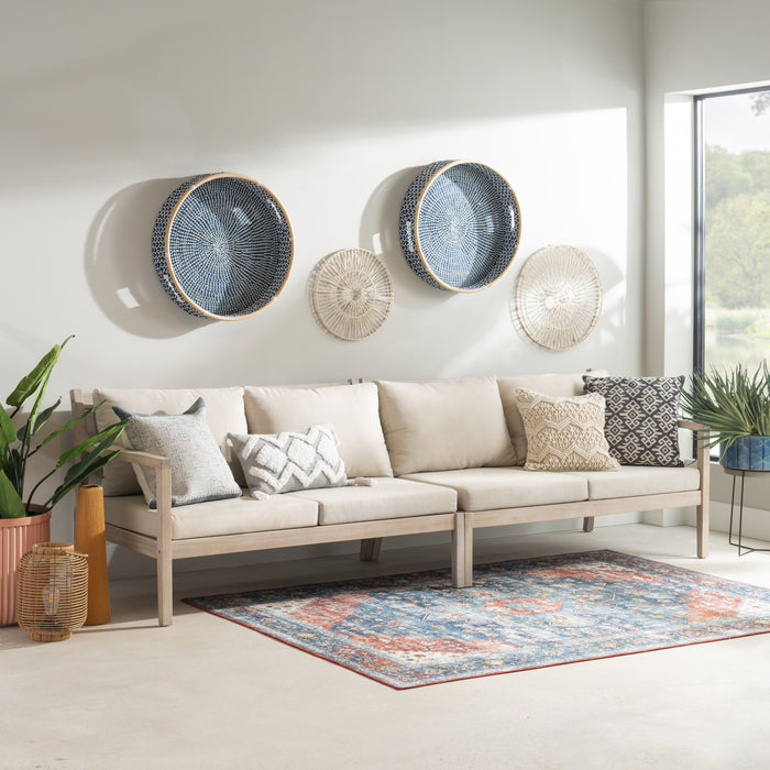Causeuse Teagon de couleur beige et naturelle pour la terrasse à l’extérieur - ensemble de 2