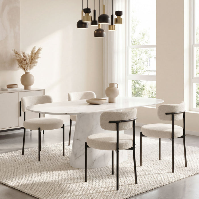 HOMCOM Lot de 4 Chaises de Cuisine avec Pieds en Acier, Beige