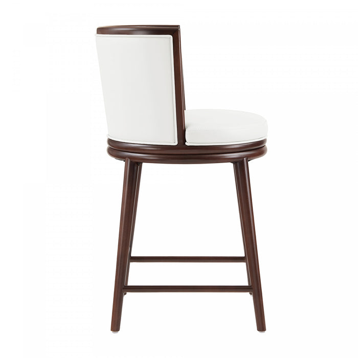 Tabouret de comptoir moderne en bois et tissu Evalyn, blanc - Lot de 3