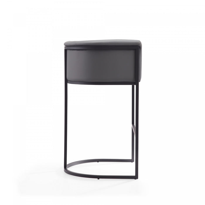 Tabouret de bar cosmopolite mi-siecle moderne en metal et tissu gris - Lot de 3