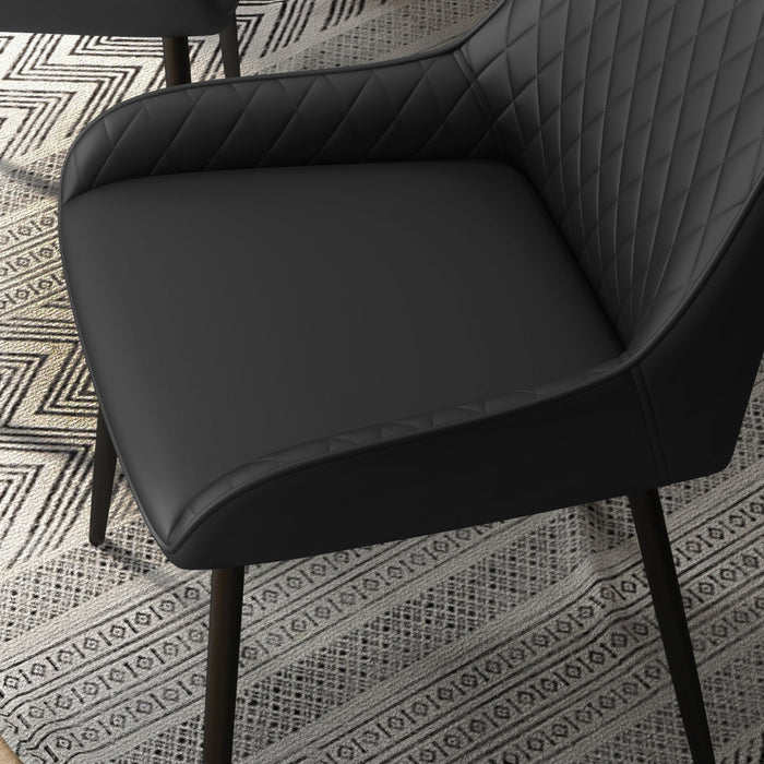 HOMCOM Lot de 4 chaises de salle a manger en cuir PU avec pieds en metal
