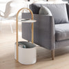 Umbra Modern Steel Bellwood Storage End Table - White and Natural|Table de bout moderne Bellwood de Umbra en acier avec rangement - blanche et naturelle