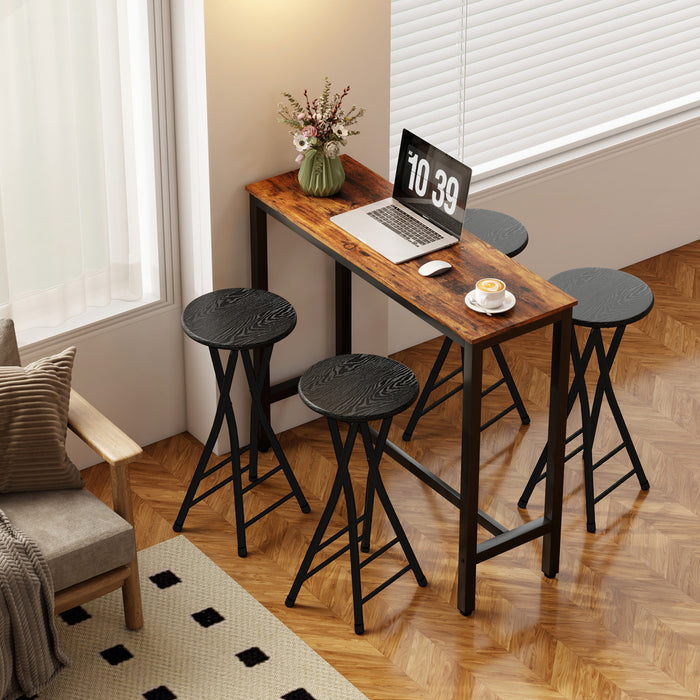 HOMCOM ensemble de 4 tabourets de bar 61 cm, chaises pliantes avec repose-pieds, noir