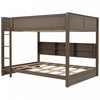 Aaron Wood Bunk Bed With Storage Cabinets And Usb Ports, Queen Size - Antique Wood | Aaron – Lit Superpose En Bois Avec Armoires De Rangement Et Ports Usb, Format Grand - Fini Bois Vieilli