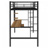Andy Twin Loft Space-saving Metal Bed With Desk And Led Light - Black | Andy – Lit Mezzanine Simple En Metal Avec Bureau Et Eclairage Led, Design Gain De Place – Noir