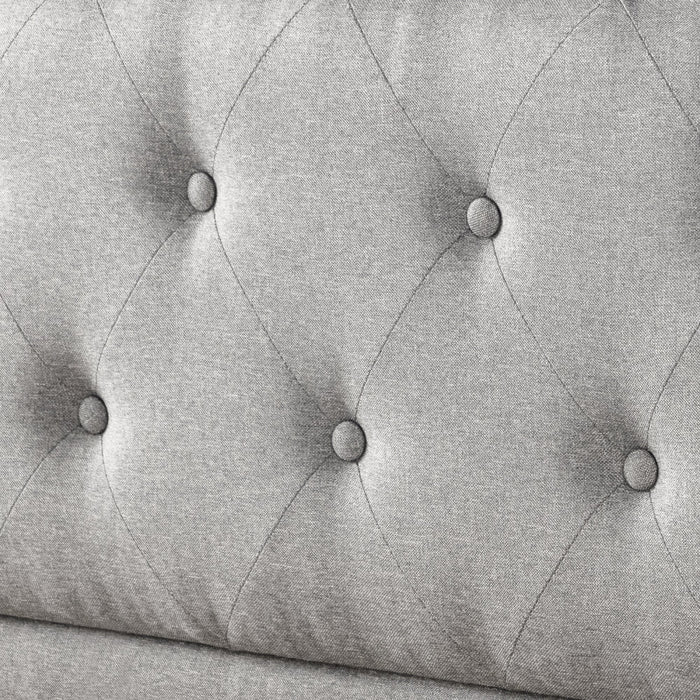 Kellen lit plateforme rembourré avec tête de lit gris pâle - Double