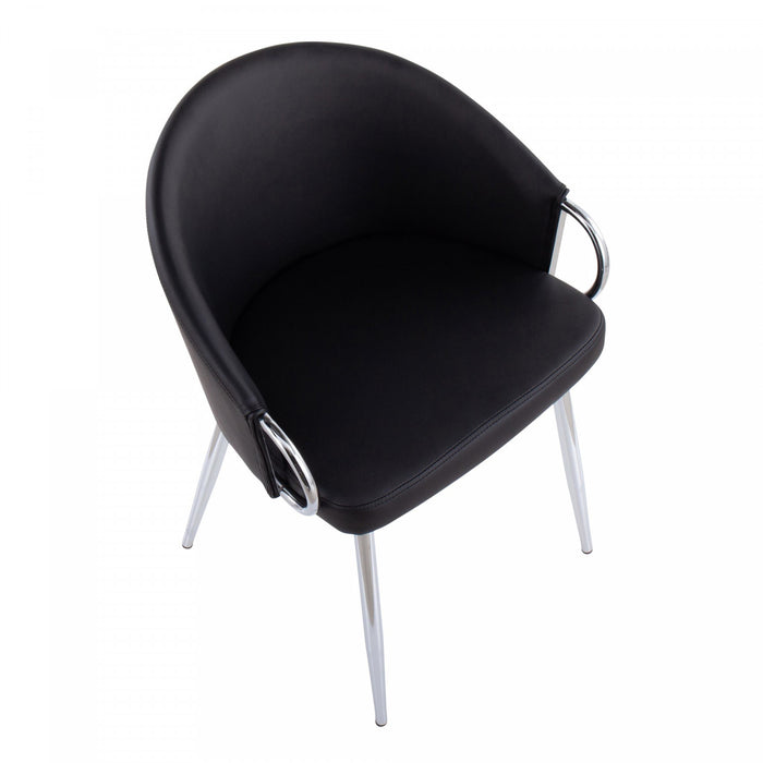 Chaise de salle à manger somptueuse contemporaine Claire en similicuir - argentée et noire