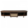 Lucas TV Stand Media Console with Rattan Drawer and Sliding Doors,Dark Oak | Lucas meuble TV – meuble multimedia avec tiroir en rotin et portes coulissantes, finition chene fonce