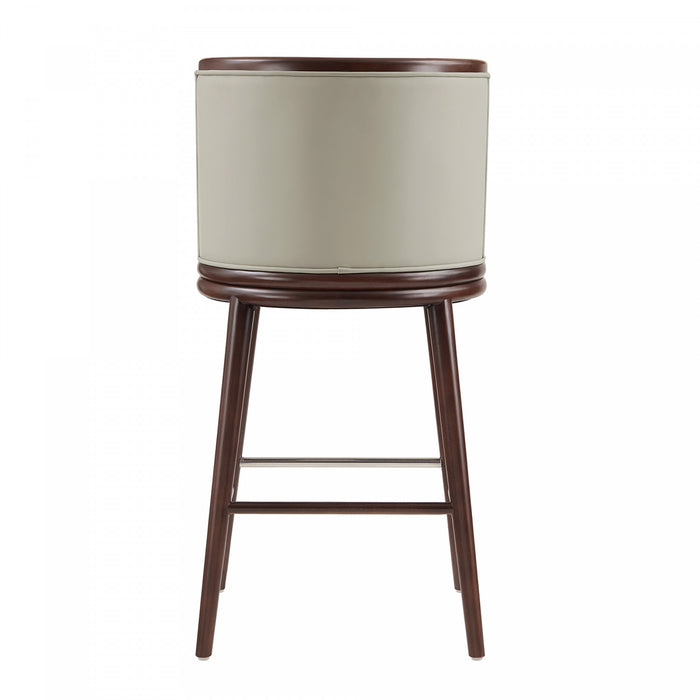Tabouret de bar moderne en bois et tissu Evalyn, coloris pierre - Lot de 2