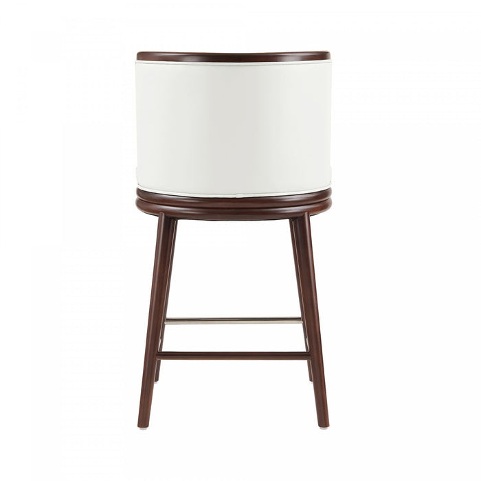 Tabouret de comptoir moderne en bois et tissu Evalyn, blanc - Lot de 3