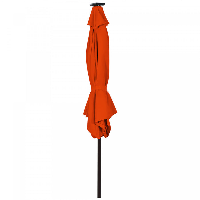 Costway Parasol de marche solaire LED de 9 pieds avec reglage d'inclinaison et manivelle, orange