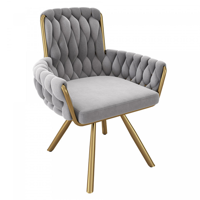 Chaises de salle a manger pivotantes Timothy en velours avec revetement capitonne et pieds en metal, lot de 4, gris