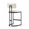 Juno Contemporary Modern Vegan Leather Metal Counter Stool in Ivory | Tabouret de comptoir contemporain moderne Juno en cuir vegetalien et metal, coloris ivoire