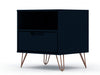 Rockefeller Mid-Century Modern 20" Nightstand in Midnight Blue (1-Drawer) - Set of 2 | Table de nuit Rockefeller Mid-Century Modern 20" en bleu minuit (1 tiroir) - Lot de 2