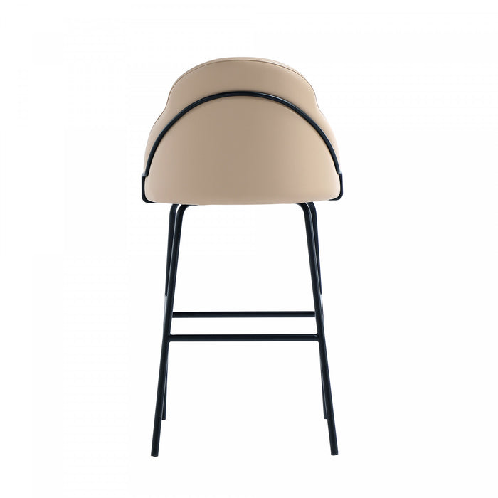 Tabouret de bar moderne en metal et tissu Gracie, coloris beige et noir - Lot de 3