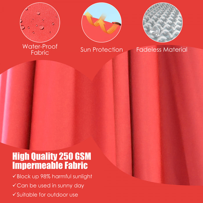 Costway Parasol cantilever 10'x13' pour terrasse, aluminium, rotation 360°, inclinable, vin