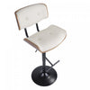 LumiSource Lombardi Faux Leather Mid-Century Modern Adjustable Barstool - Walnut/Cream|Tabouret bar réglable moderne du milieu du 20e siècle Lombardi en similicuir - noyer et crème