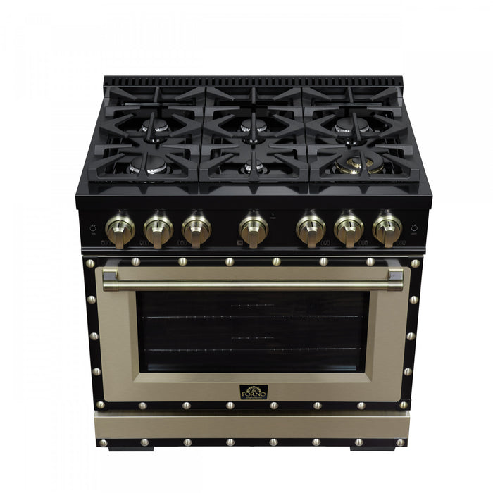 Cuisiniere a gaz Ambassador de 36 po, noire, 6 bruleurs scelles, four de 5,2 pi³ – FFSGS6299-36CPBLK