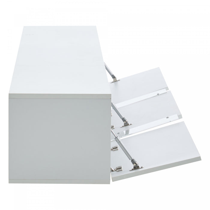 Lumina Meuble TV Mural 64.9 po avec Lumieres LED et Portes Acryliques, Blanc