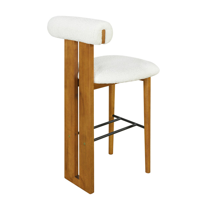 Sophia – Lot de 4 tabourets de bar modernes d’interieur en bois d’hevea avec dossier de soutien, coloris blanc et noyer