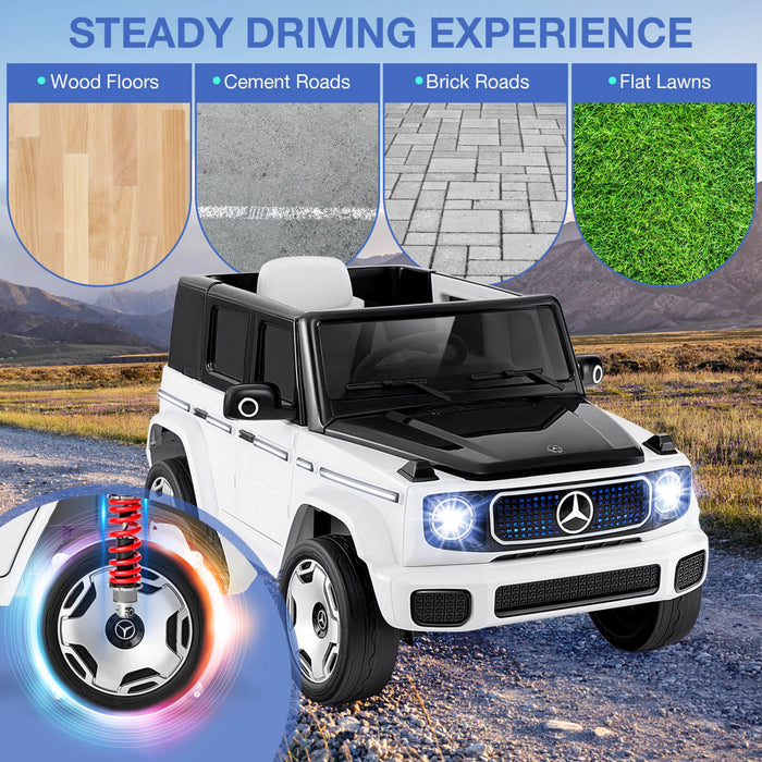 Costway License Mercedes-benz Eqg Enfants Ride On Car Avec Telecommande Batterie Detachable Blanc