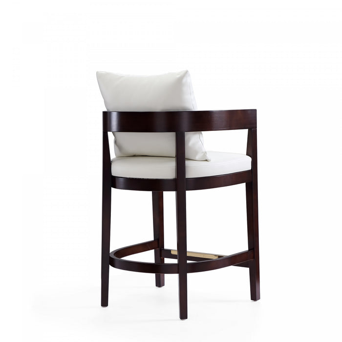 Tabouret de comptoir en bois rembourre style mid-century Ritz, ivoire – Lot de 2
