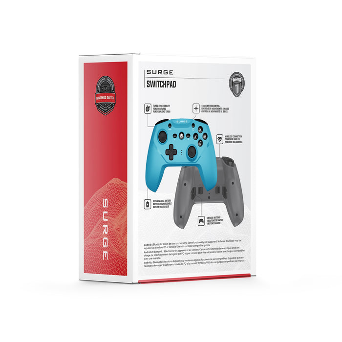 Manette sans fil Pro de Surge bleu fluo pour console Nintendo Switch