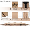 Costway 15 Ft Patio Double Sided Umbrella Outdoor Market Umbrella Tan