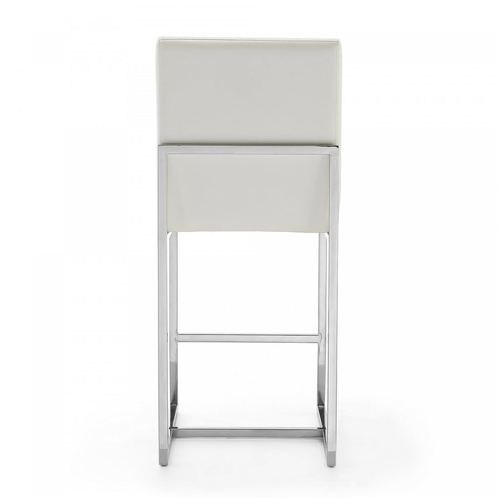 Tabouret de comptoir moderne en metal et tissu Element, blanc perle - Lot de 3