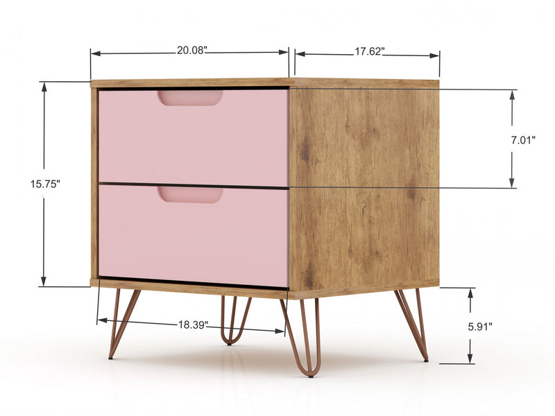 Ensemble de commodes 2 pieces Rockefeller style milieu du siecle en rose