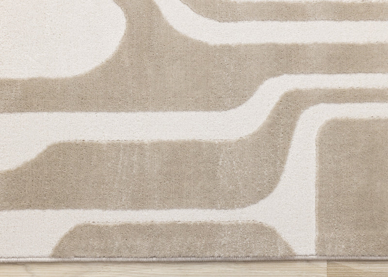 Carpette Leopold beige et crème de style moderne du milieu du 20e siècle - 7 pi 10 po x 10 pi 6 po