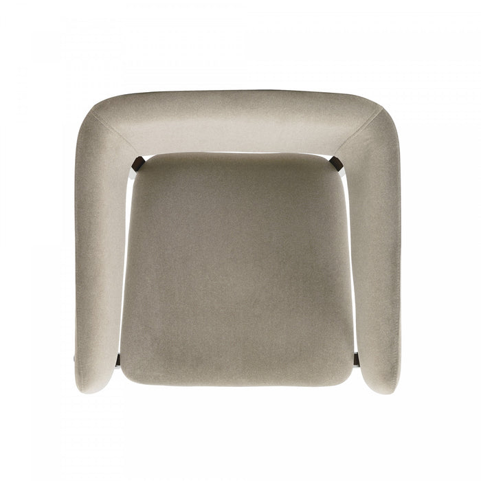 Fauteuil Blake moderne en faux mohair avec accoudoirs en bois, naturel - Lot de 2